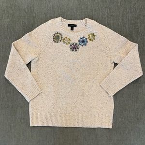 J.CREW LAMBS WOOL BLEND JEWELED SWEATER